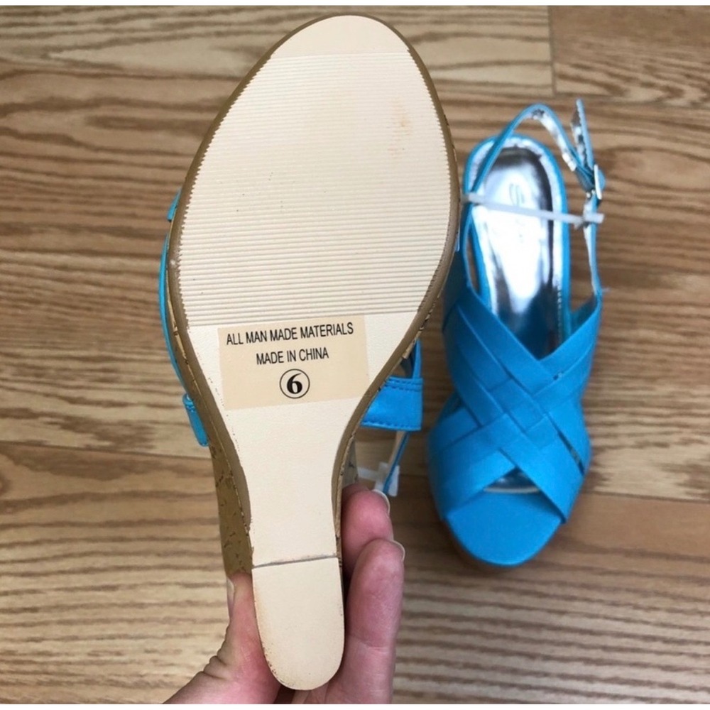 New STYLUXE Mummy Blue Turquoise Cork Wedge with Silver – Size 5.5 - Picture 7 of 7
